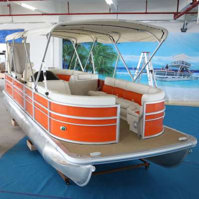 Factory Direct 22ft Luxury Leisure Sightseeing 10 person party Barge Aluminum Pontoon Boats for sale